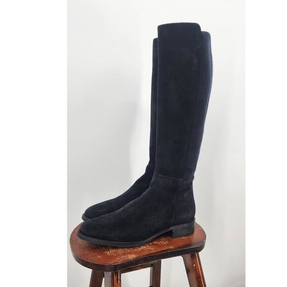 Aquatalia Knee High Suede Boots Stretch Panel Back‎ Size 9.5 Made In Italy - Picture 3 of 12